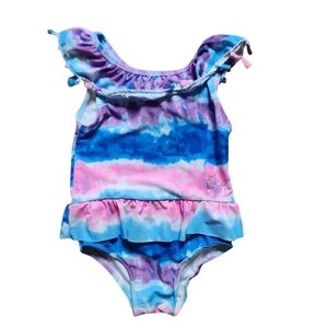 Betsey Johnson Girls One-piece Swimsuit Size 6 Pink Purple Blue